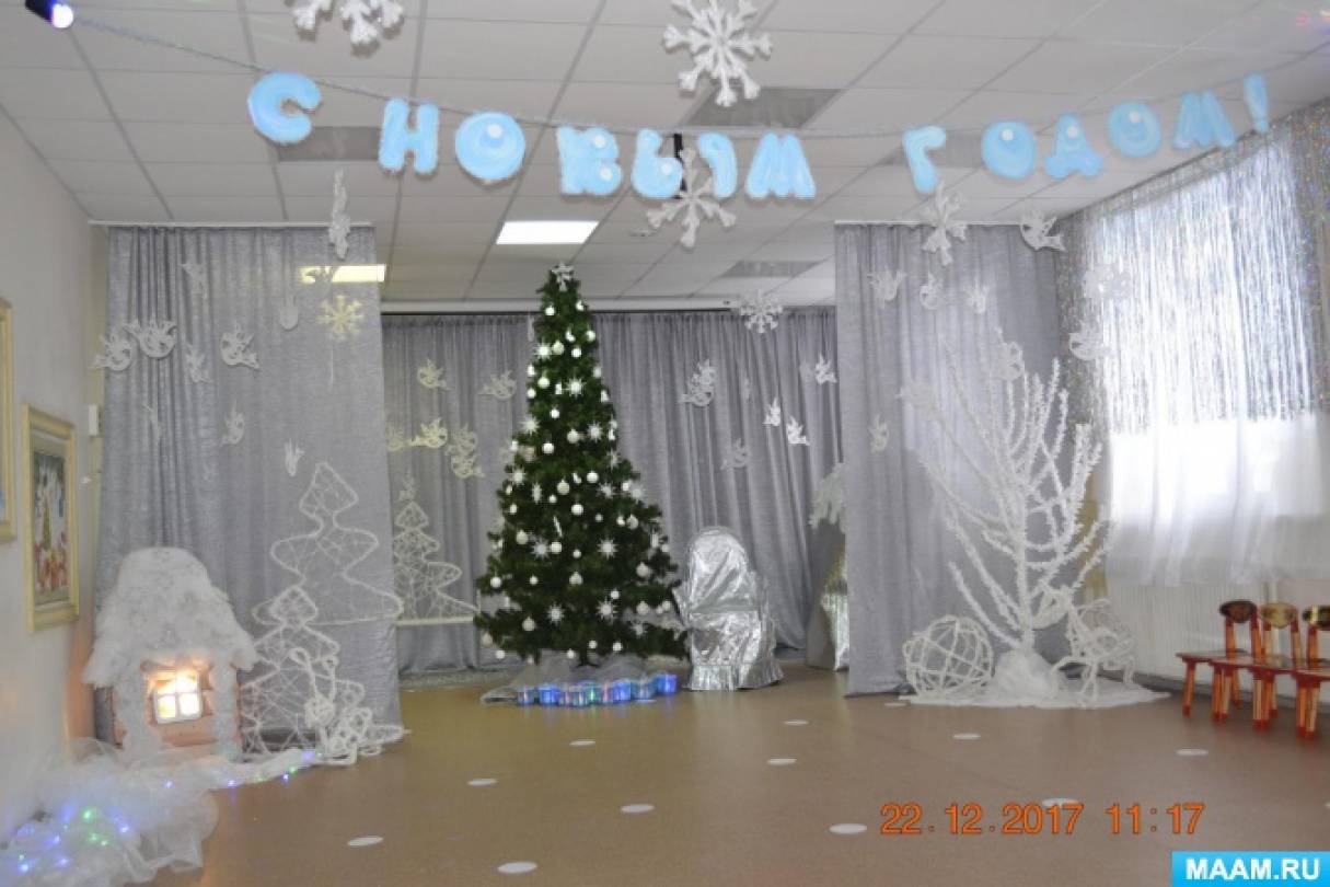 Новогодний зал в детском саду (61 фото)