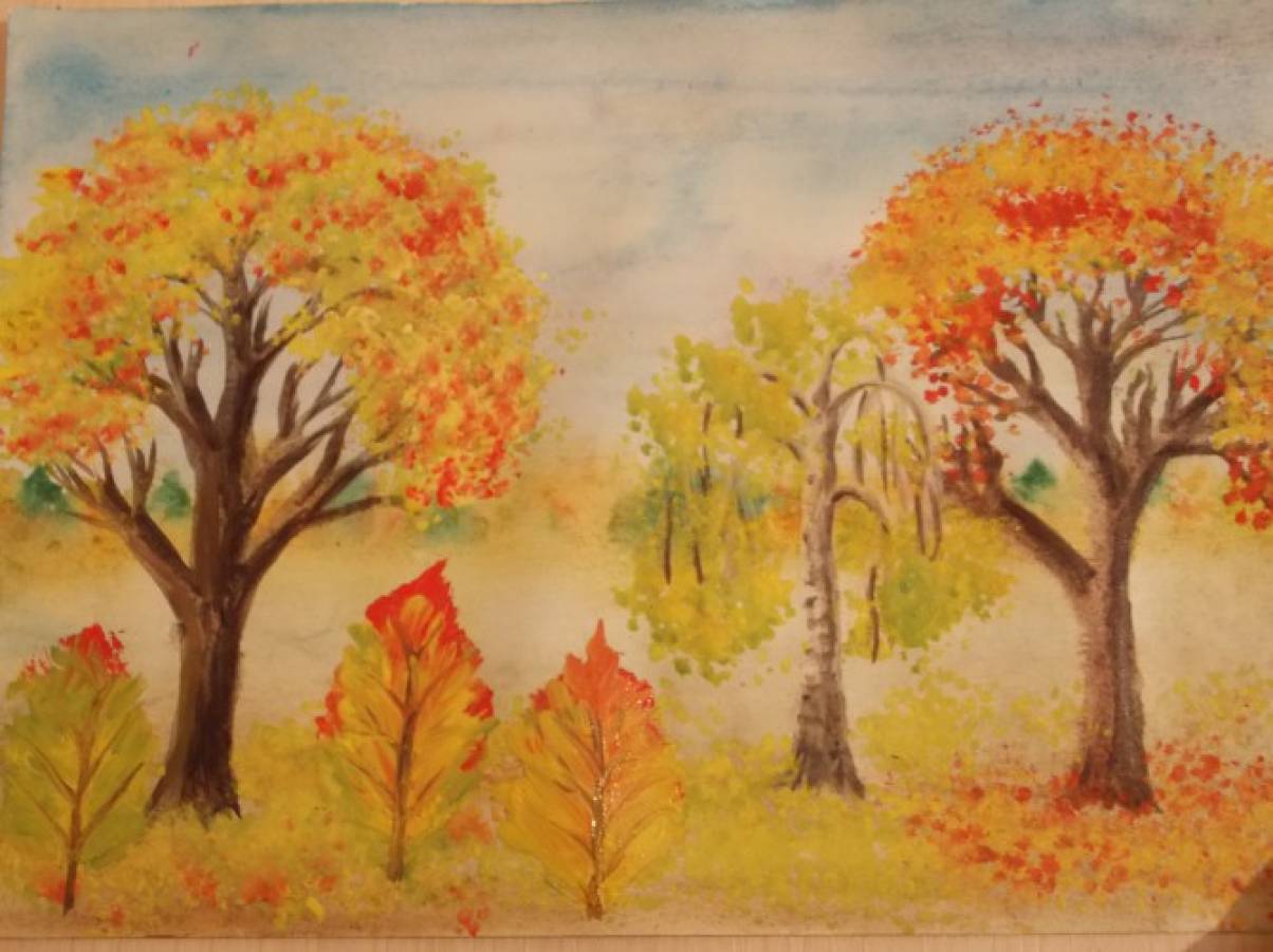 Как нарисовать Осенний пейзаж. Рисуем осенний рисунок красками