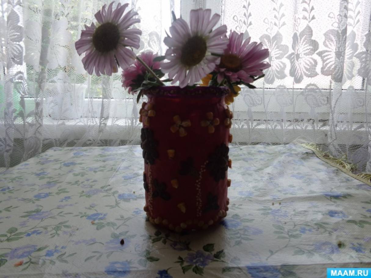 Декоративная ваза из банки своими руками. Мастер-класс с пошаговыми фото