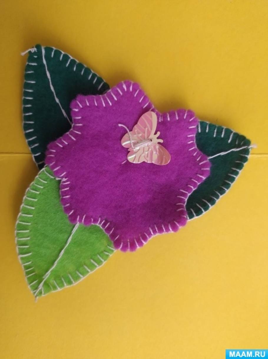 Вышивка лентами для начинающих: миниатюра с цветком