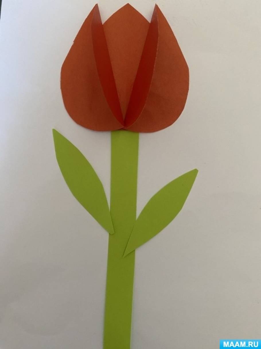 Как сделать стебель с листом для цветка (тюльпана)
