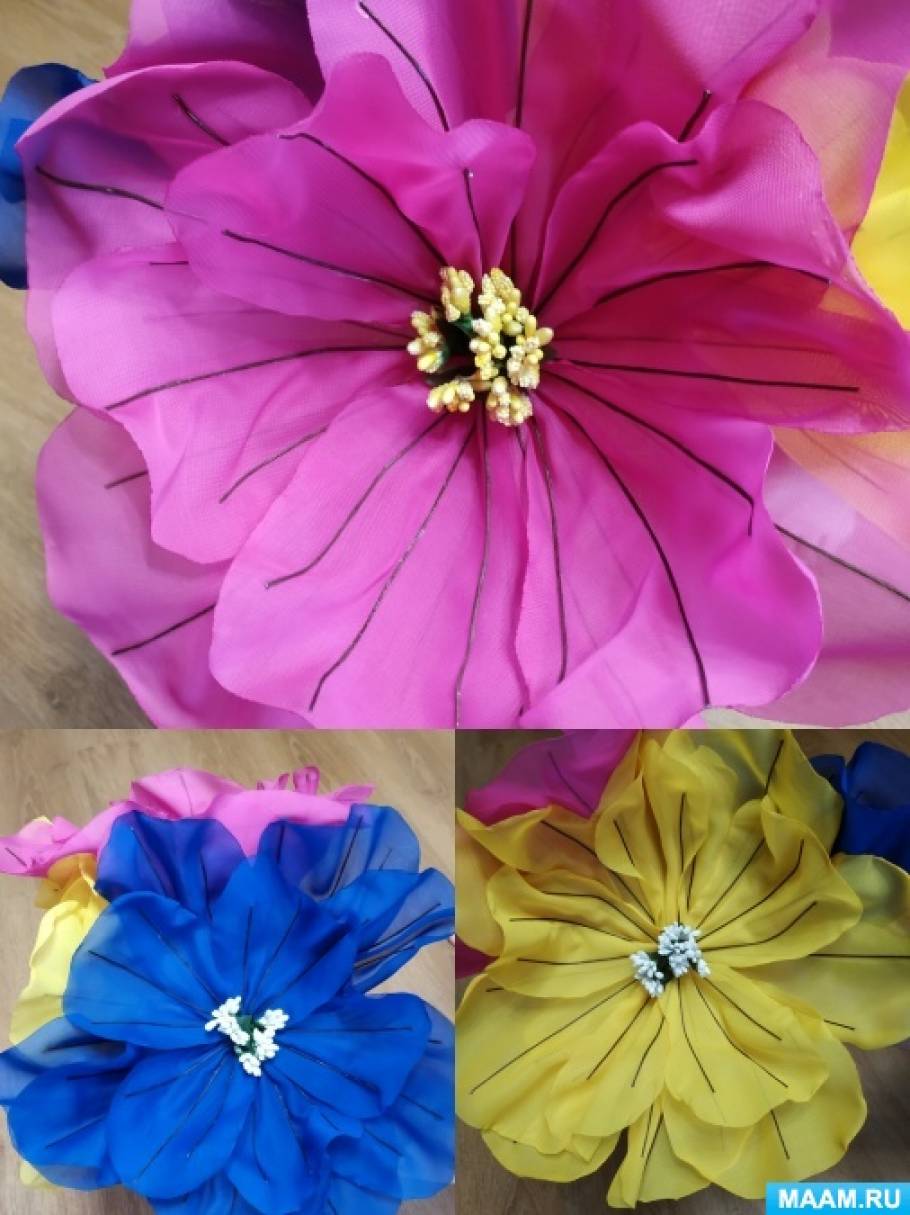 Цветы из органзы своими руками: свойства ткани, базовые мастер-классы и примеры декора | Крестик
