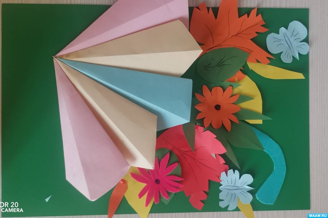 Поделка зонтик из бумаги и природного материала. В детский сад и школу