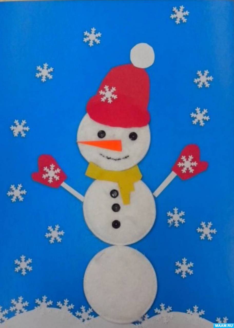 Поделки своими руками Снеговик из ватных дисков снеговик новый год Сайт поделок