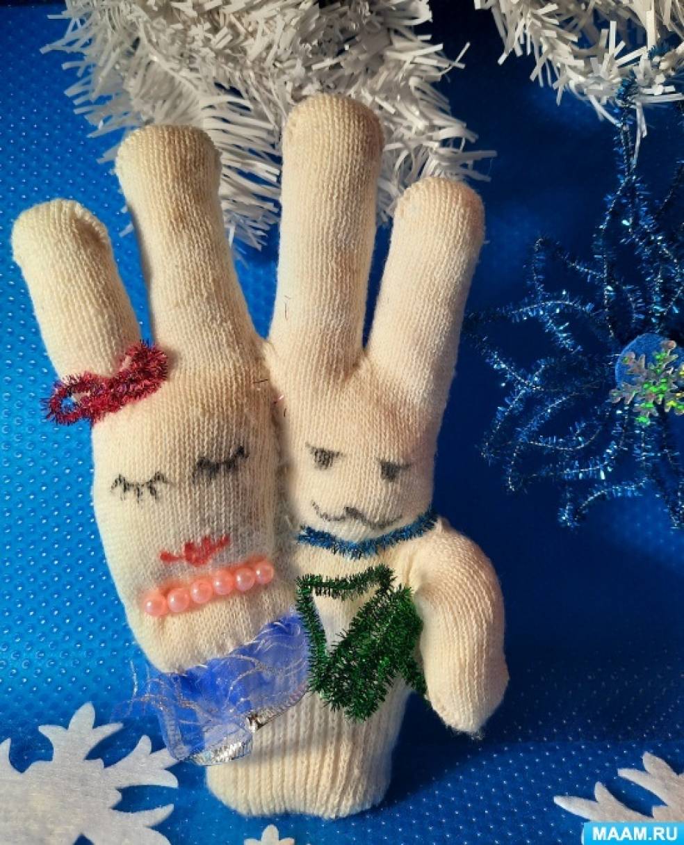 Магия игрушек из перчаток, делаем милого котика и снеговика своими руками