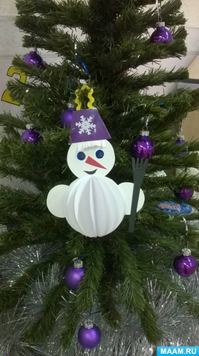 Снеговик – ёлочная игрушка своими руками в детский сад 2021