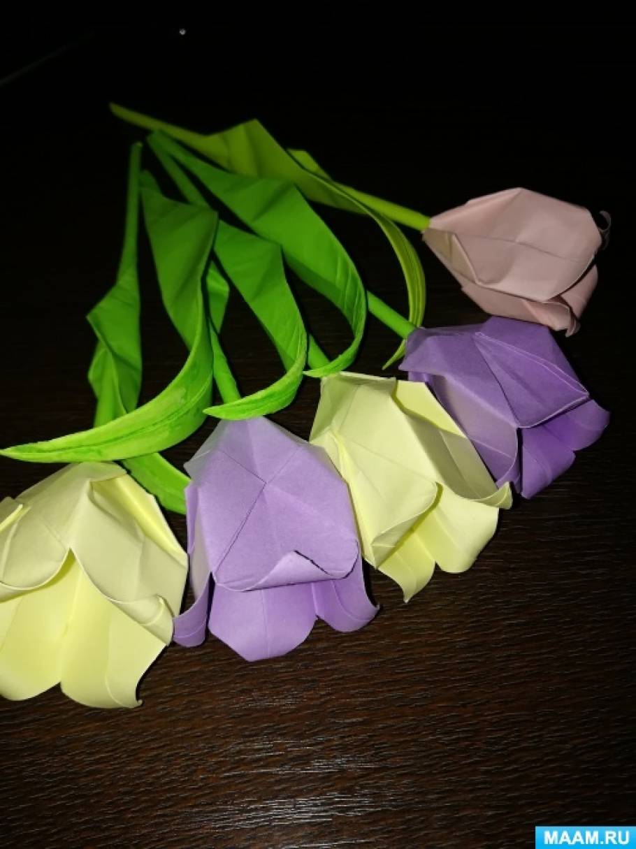 Оригами букет цветов из бумаги