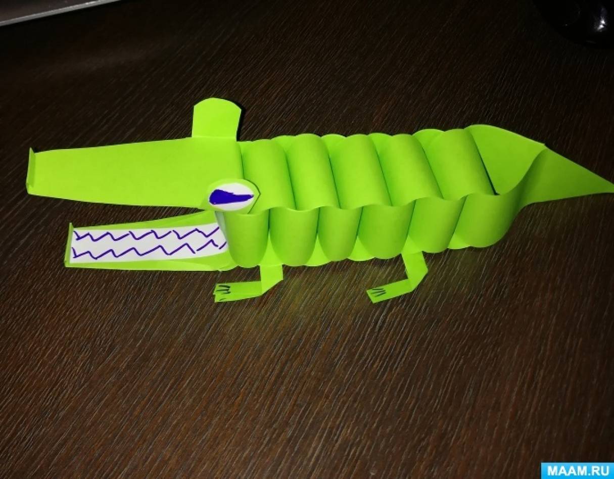 Оригами КРОКОДИЛ из бумаги, БУМАЖНЫЙ КРОКОДИЛ без клея, мастер-класс для детей как сделать крокодил