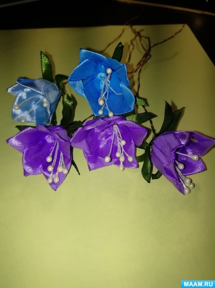 Цветы в технике канзаши своими руками из ткани и атласных лент с видео и фото