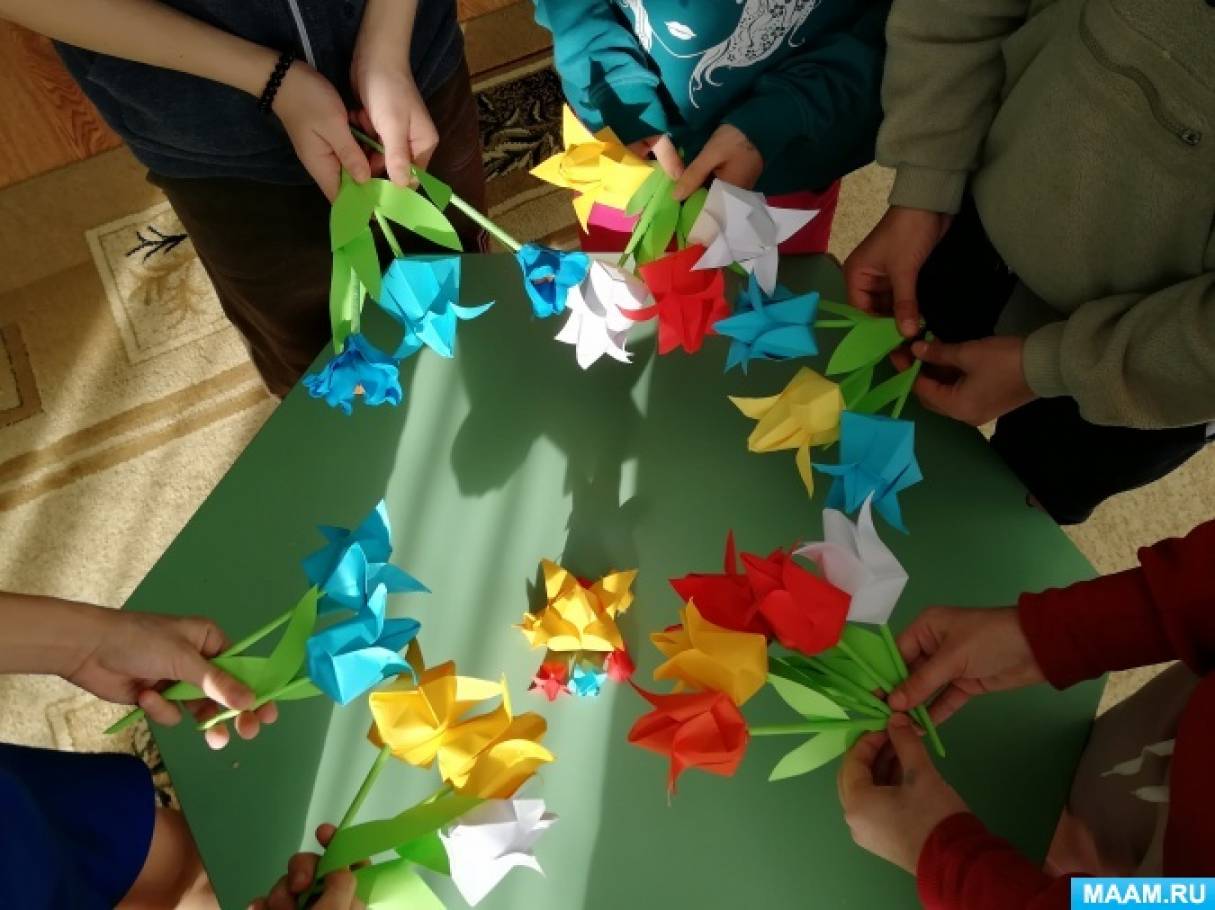 Тюльпан из бумаги своими руками. Оригами цветок