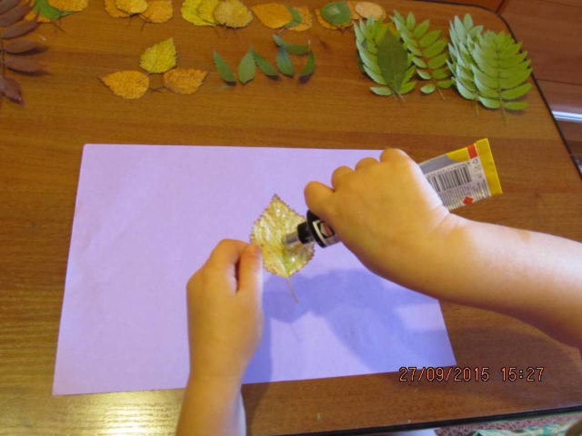 Аппликации из осенних листьев. Творчество с детьми