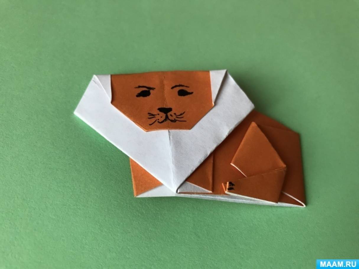 Хомяк животное оригами из листа бумаги для детей. Поделки из бумаги