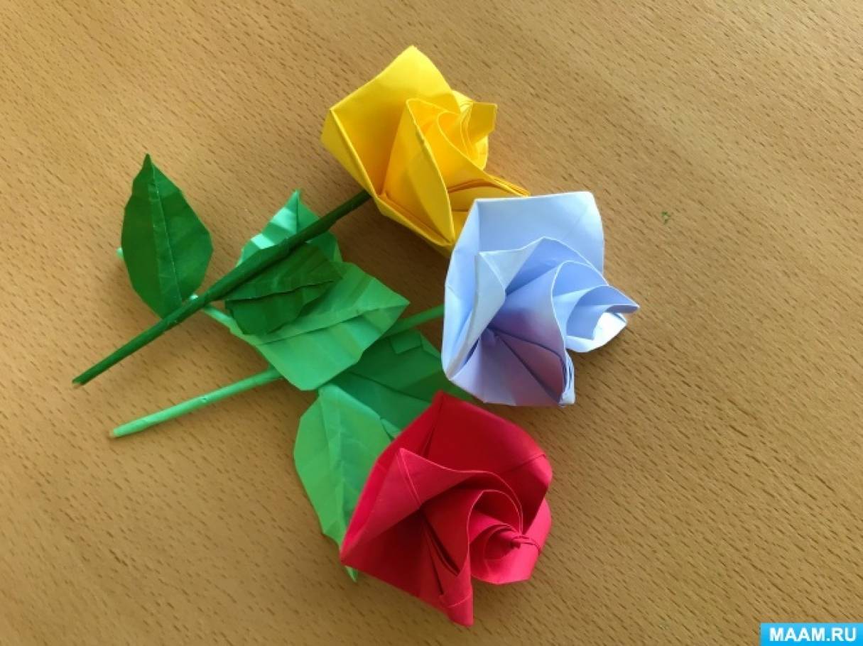 Оригами роза из бумаги простые цветы своими руками Origami rose 1