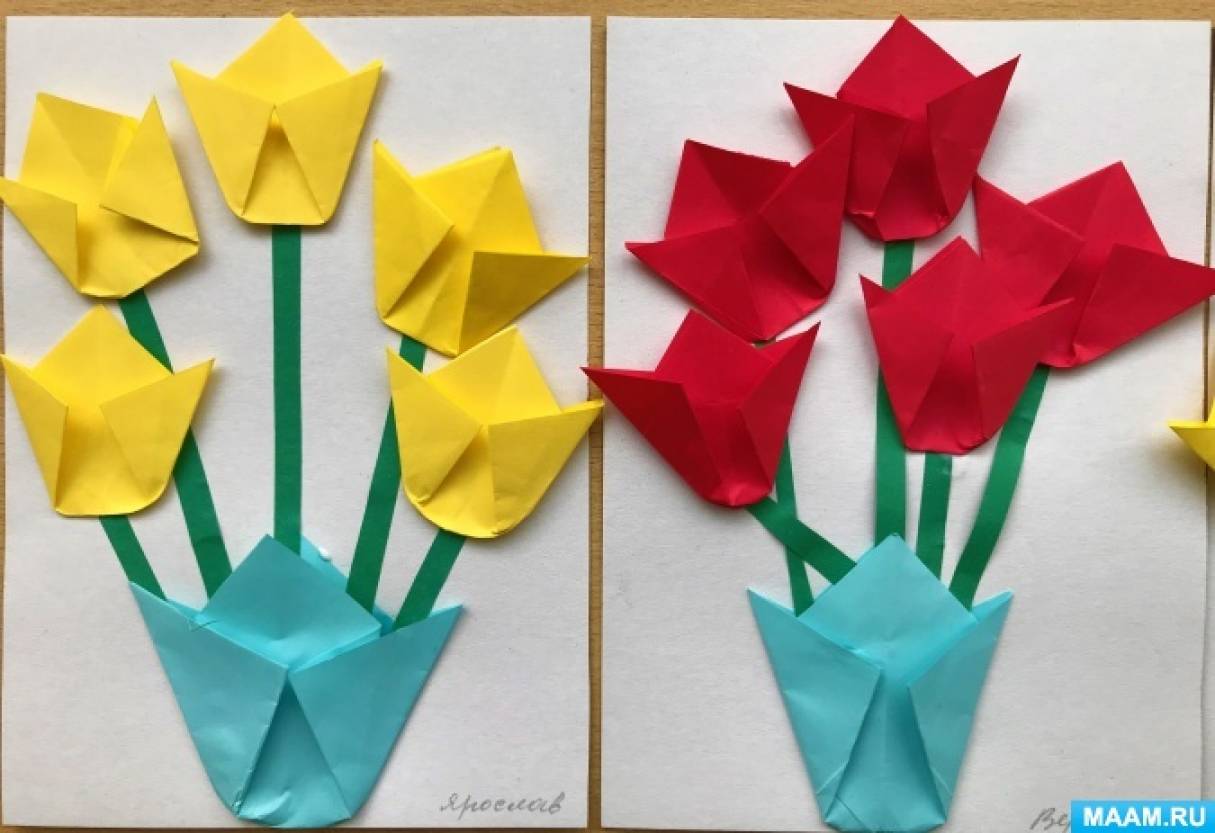 Тюльпан оригами из бумаги (видео):