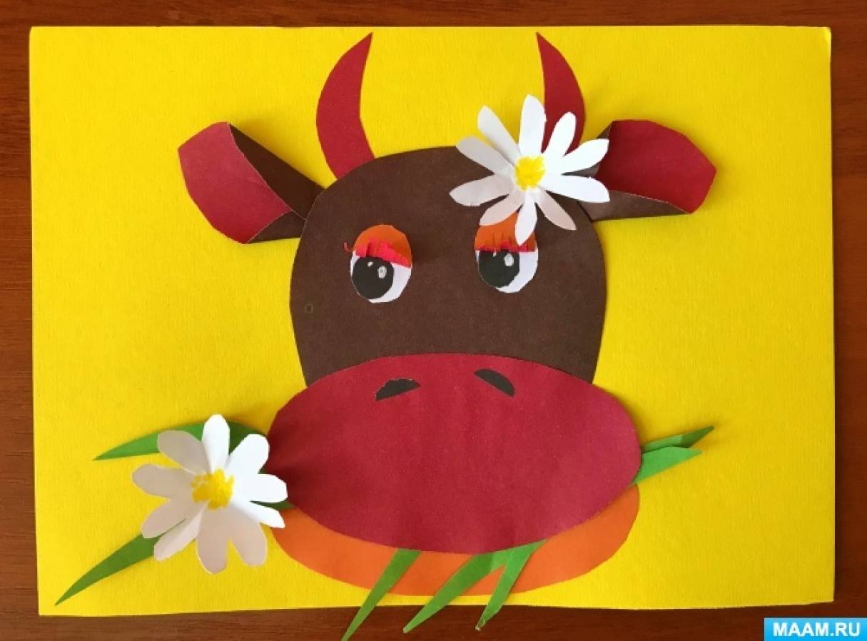 Набор для детского творчества Оранжевая корова аппликация из эва, 18х15 см МУЛЬТИ АРТ в кор.100шт