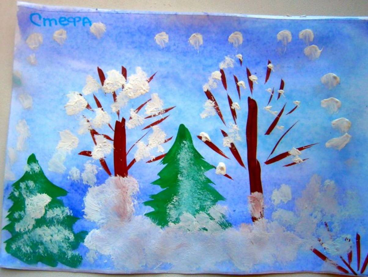 Зимний лес раскраска