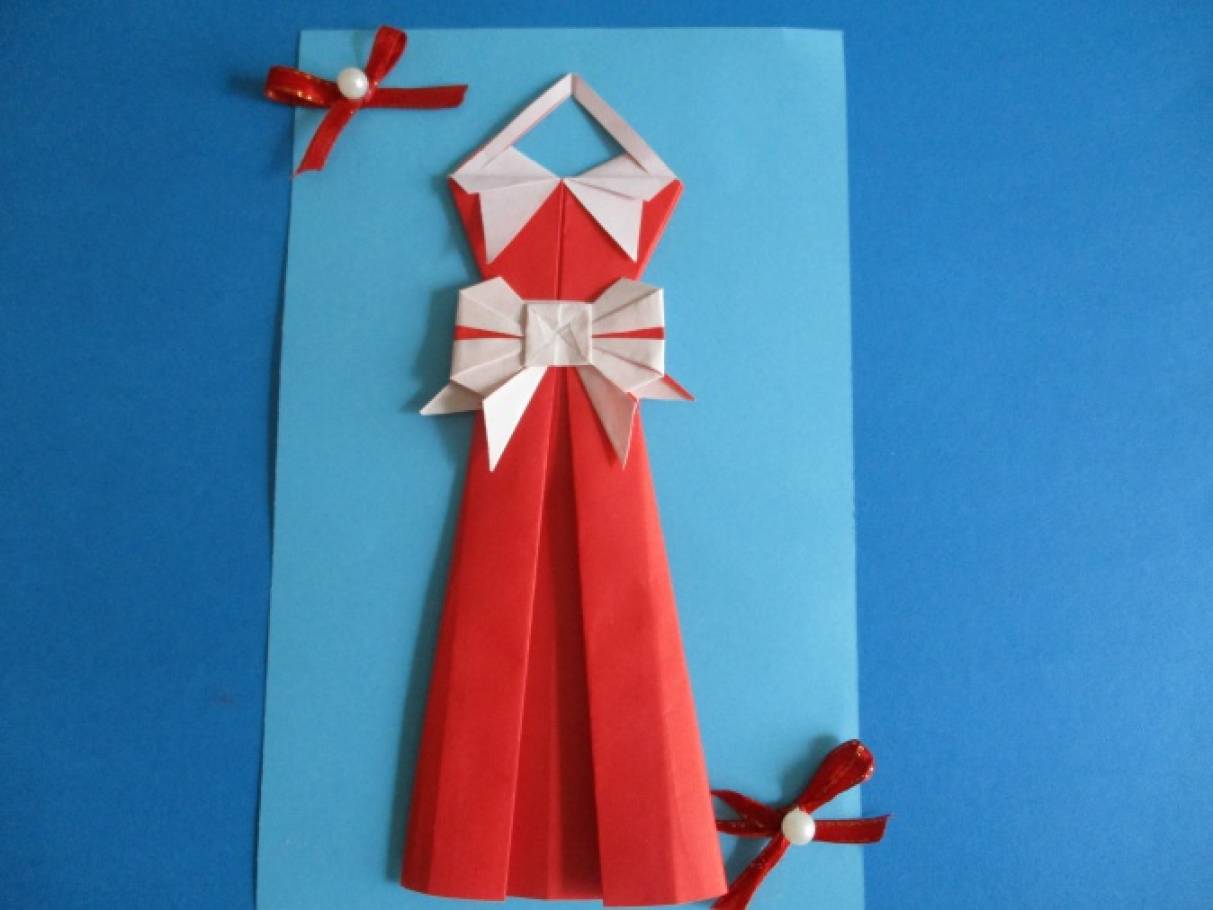 Пошаговый мастер-класс оригами в виде платья для детей