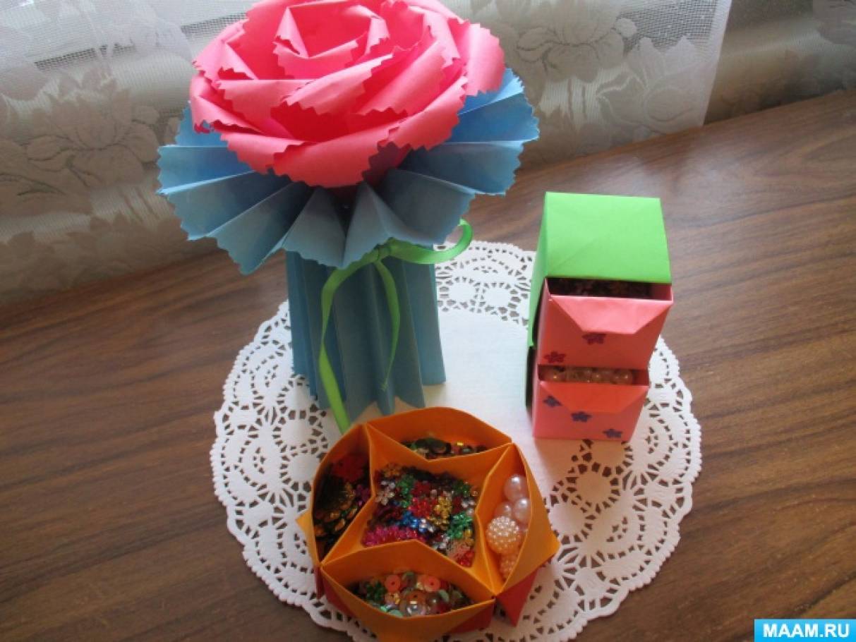 Мастер класс: оригами коробочка с крышкой-розой
