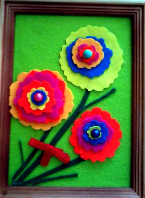 Поделки на праздники Цветочное панно из ткани
