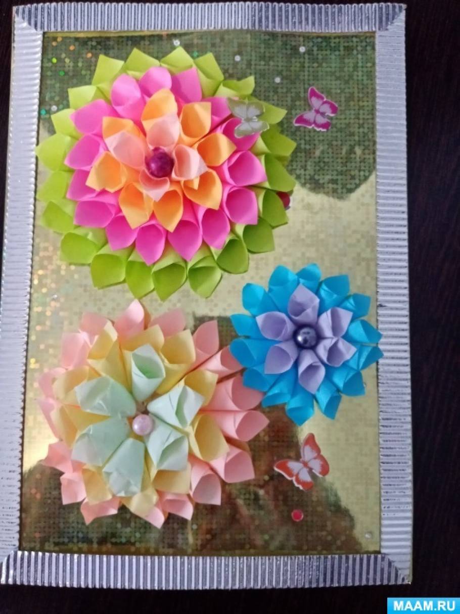 Красивый цветок оригами из бумаги. Открытка своими руками. Paper flowers