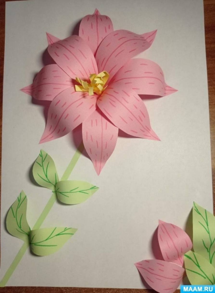Большой цветок лилии из гофрированной бумаги | Пикабу