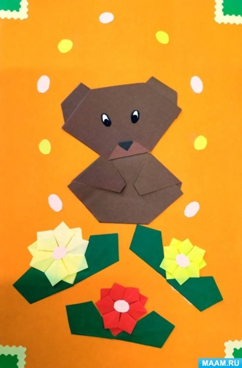 Как просто сделать мишку оригами.DIY origami bear.