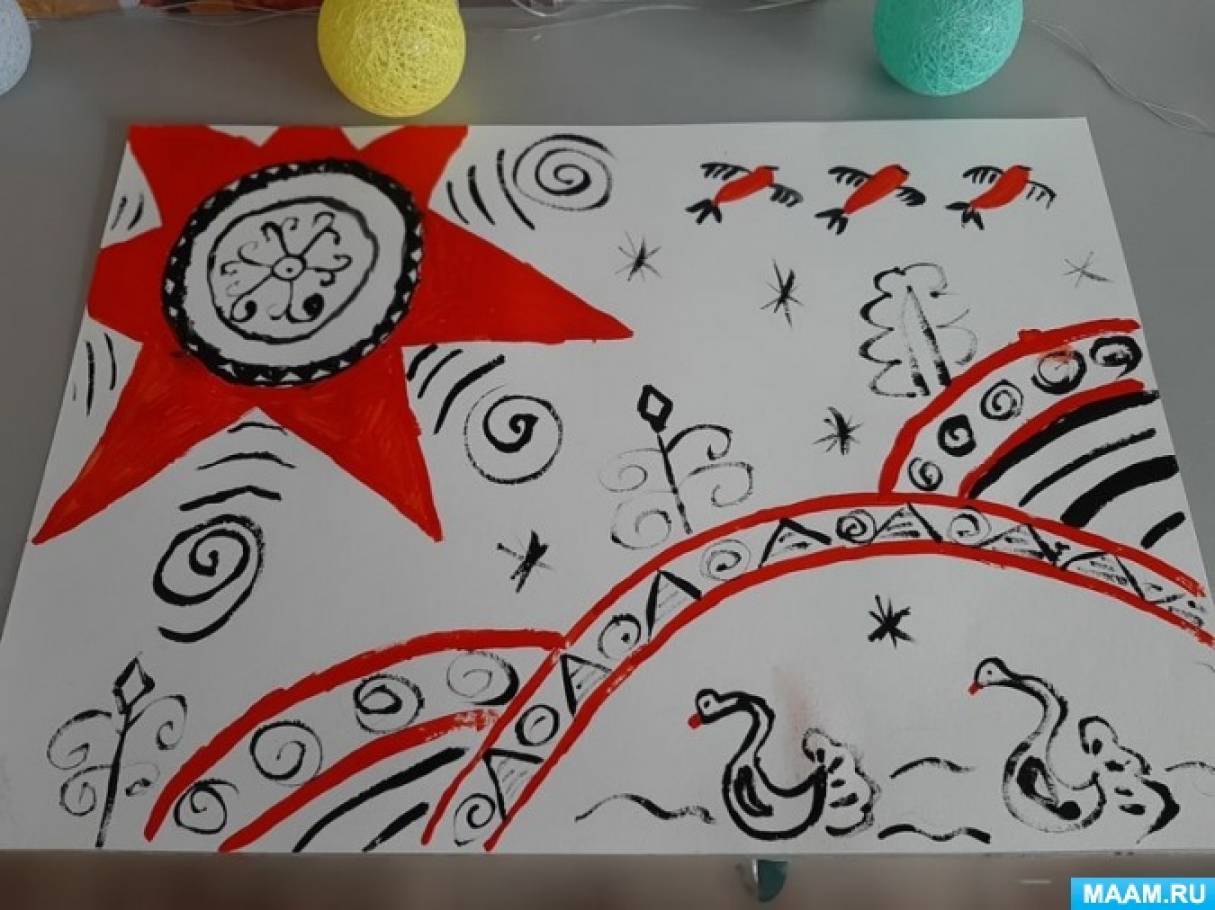 как нарисовать самый простой вариант мезенской росписи | Дзен