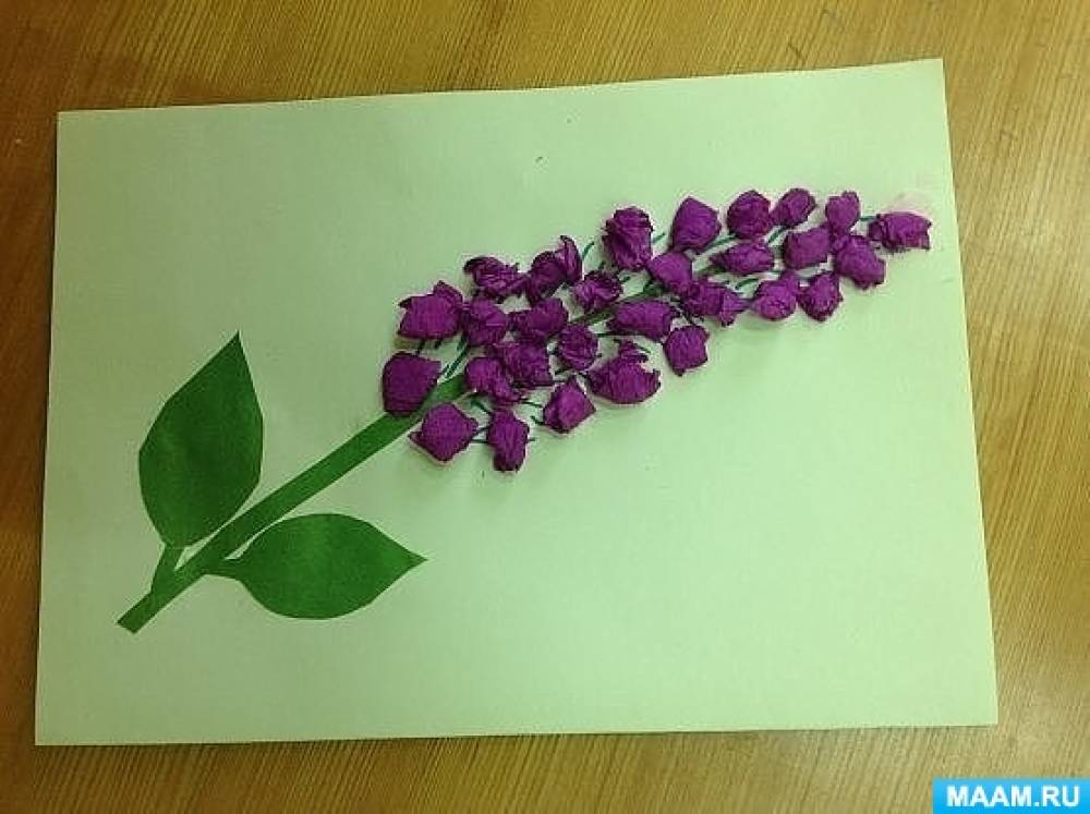 Сирень из бумаги: поделка веточки с цветами