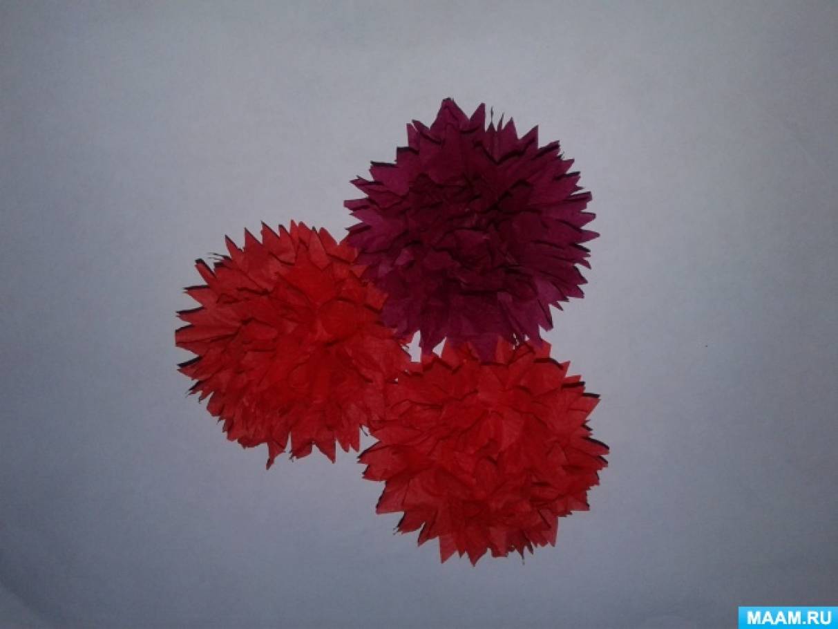 Цветы Поделки для детского сада Как сделать гвоздики из салфеток