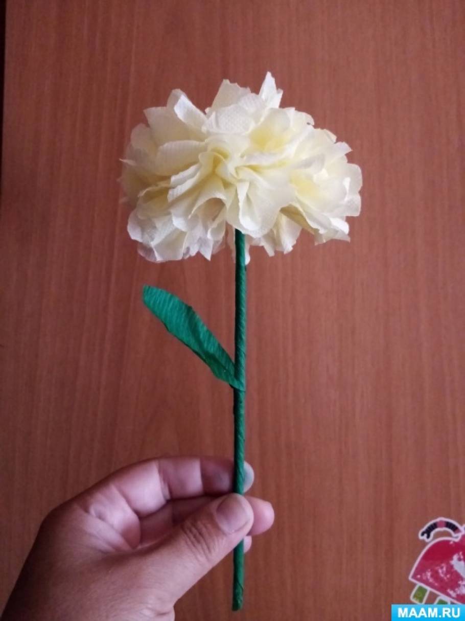 Как сделать из бумажных салфеток цветы своими руками для начинающих