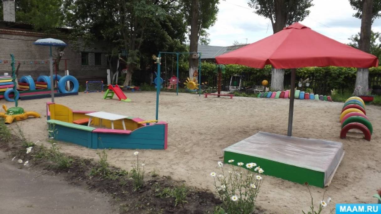 Оформление участка в детском саду своими руками: детской площадки, клумб