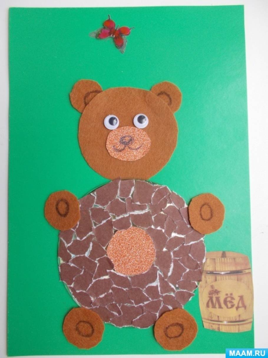 Поделки на праздники Медведь с бантиком из пластилина как сделать пошагово