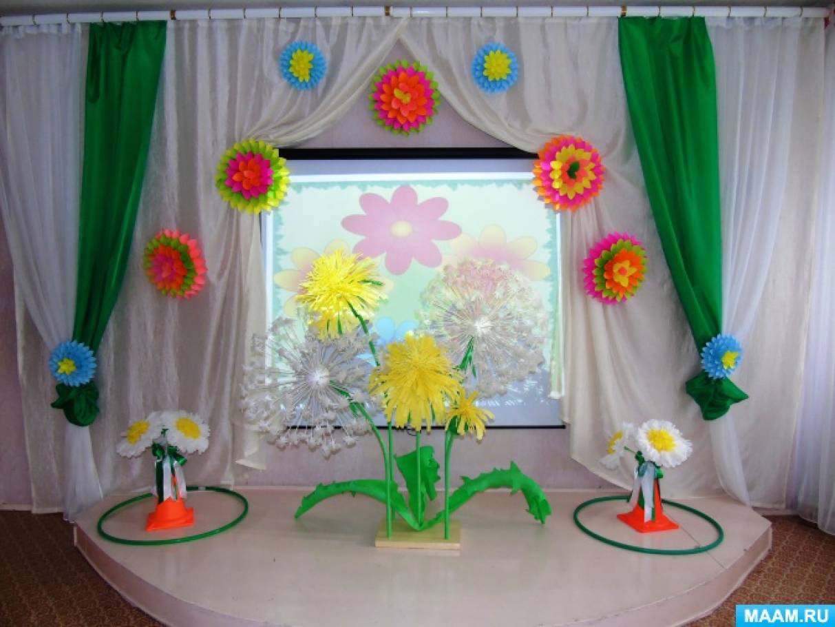 Украшение зала к весне в детском саду