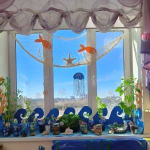 Оформление огорода на подоконнике в морском стиле «Морская бухта»